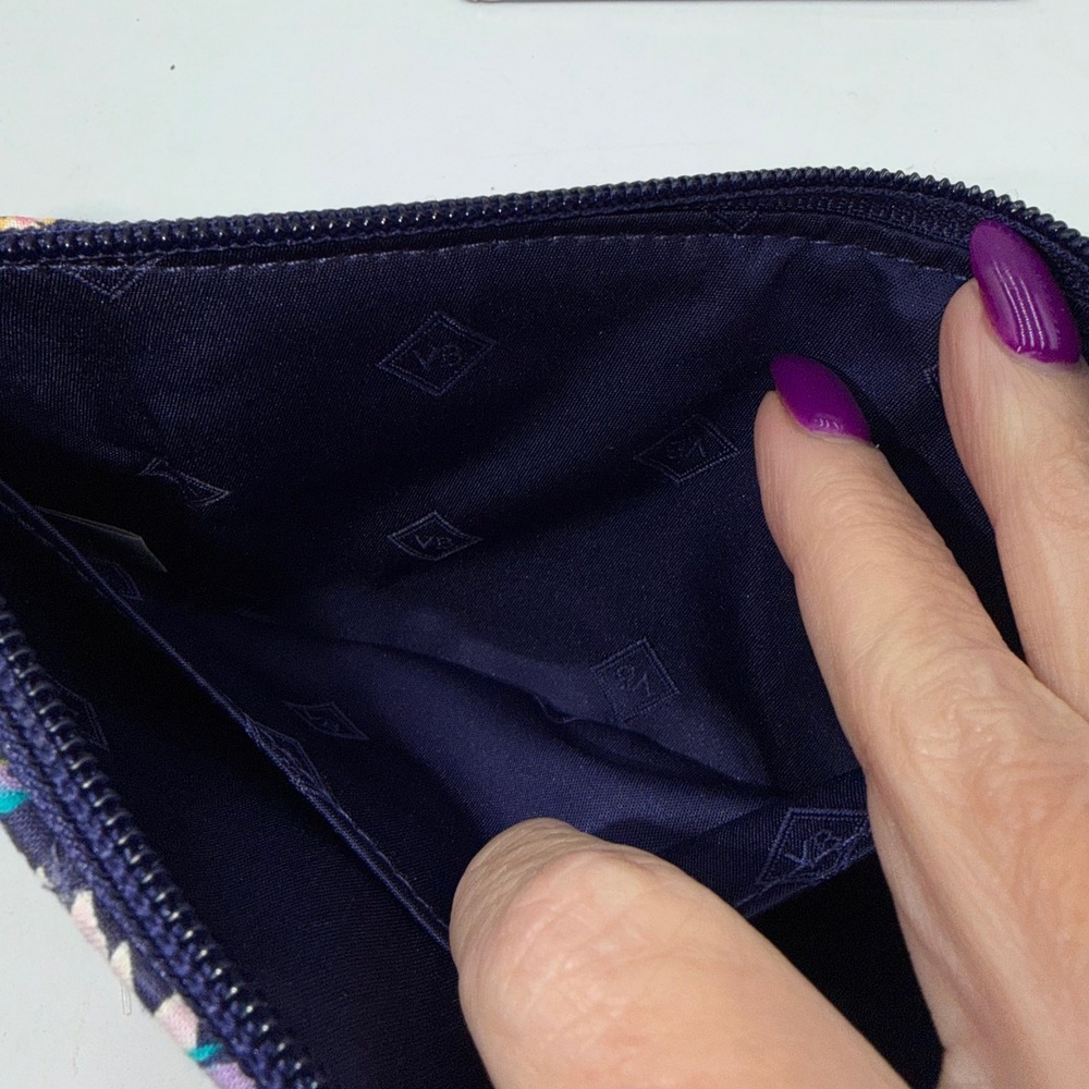 Vera Bradley Purple Paisley Quilted Cotton Zip Around Wallet ID Window Floral - Picture 7 of 9